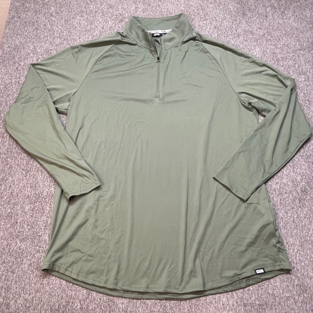 Barbell Apparel Mens XXL Quarter Zip Pullover Olive Green Activewear Gym Shirt